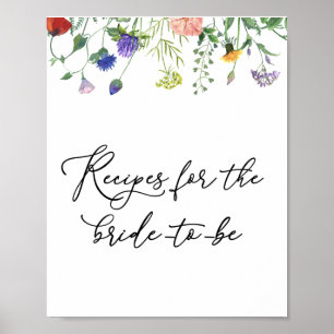 Póster Rótulo de recetas de flores silvestres y abejas zu