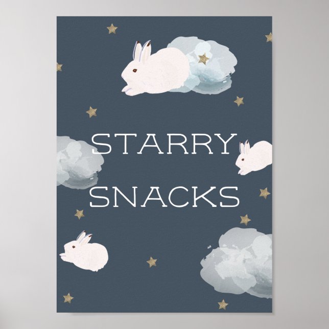 Póster Rótulo de refrigerios Baby Shower Starry para cone (Frente)