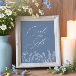 Póster Rótulo de regalo de la tarjeta azul perwinkle Boda
