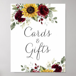 Póster Rótulo de regalo de tarjetas de boda de girasol fl