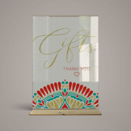 Póster Rótulo de regalos de Baby Shower Boho Fiesta