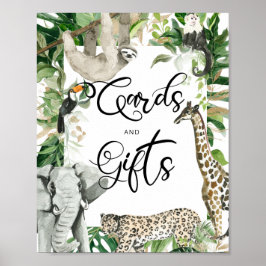 Póster Rótulo de regalos de Baby Shower de animales salva