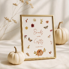 Póster Rótulo de regalos de Baby Shower de Flor salvaje d