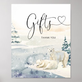 Póster Rótulo de regalos de Baby Shower de oso acuarela