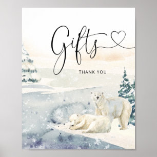 Póster Rótulo de regalos de Baby Shower de oso acuarela