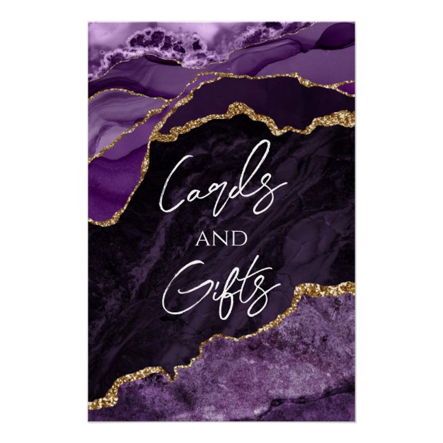 Póster Rótulo de regalos de boda de morado (Anverso)