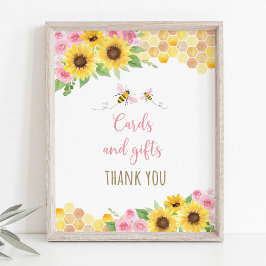 Póster Rótulo de Regalos de Cumpleaños de Abeja Rosa