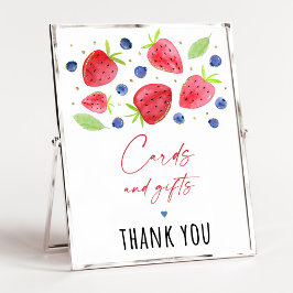 Póster Rótulo de regalos de cumpleaños de fresa de aránda