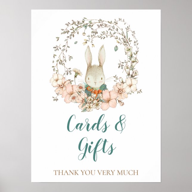 Póster Rótulo de regalos de tarjetas Baby Shower con guió (Frente)