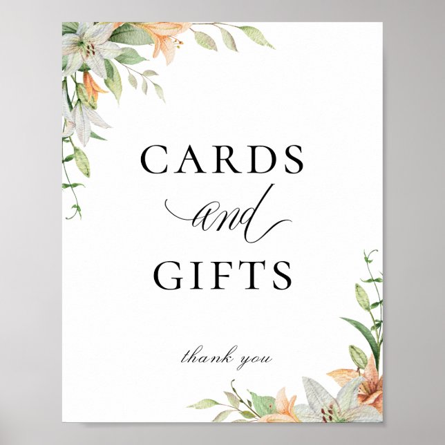 Póster Rótulo de Regalos de Tarjetas de Lily Floral Botán (Frente)