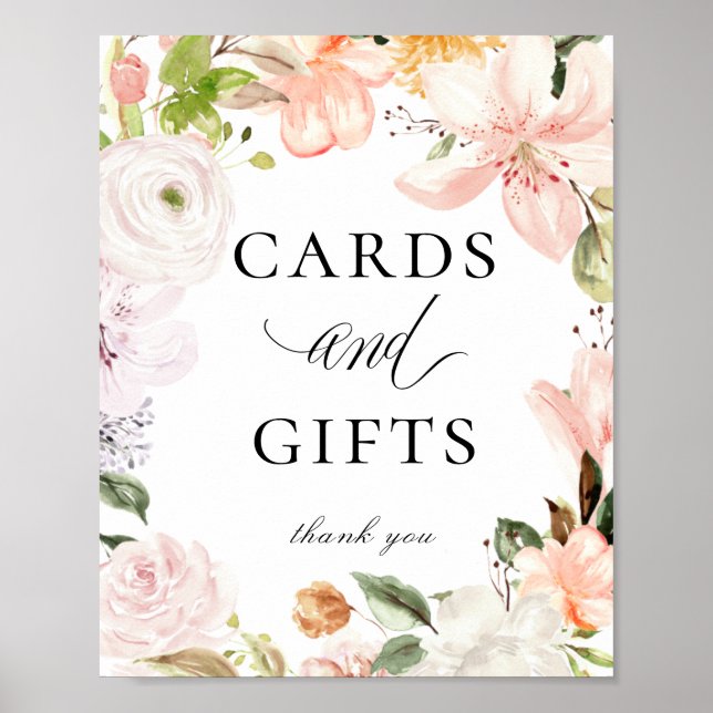 Póster Rótulo de Regalos de Tarjetas Florales Pastel Botá (Frente)