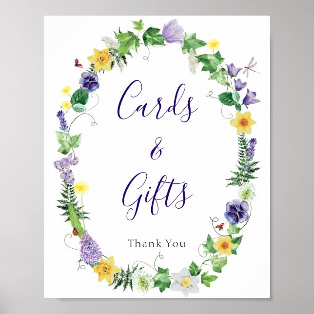 Póster Rótulo de Regalos Rústicos de Flor Silvestre Brida (Frente)