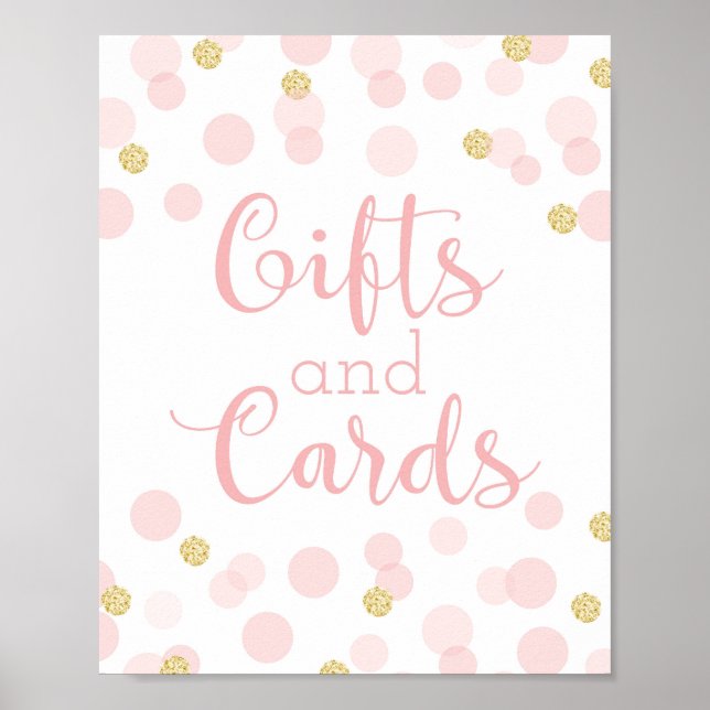 Póster Rótulo de Regalos y Tarjetas Baby Shower de Confet (Frente)