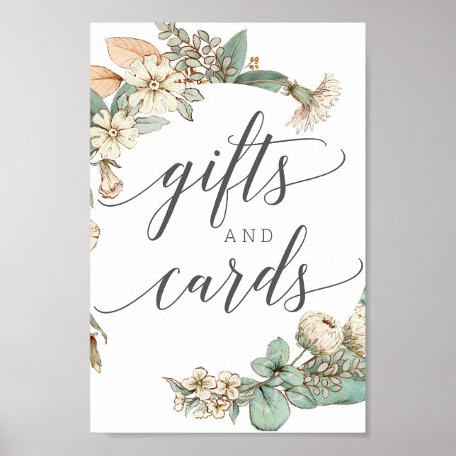 Póster Rótulo de regalos y tarjetas de origen botánico (Frente)