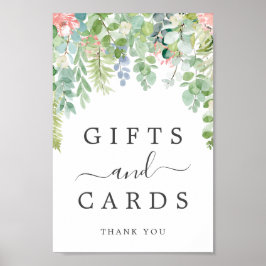 Póster Rótulo de Regalos y Tarjetas de Vegetación Suave