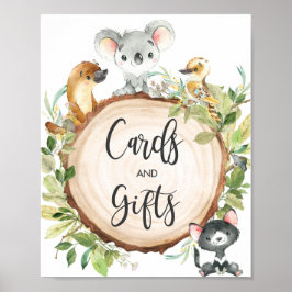 Póster Rótulo de Regalos y Tarjetas de Verdor de Animales