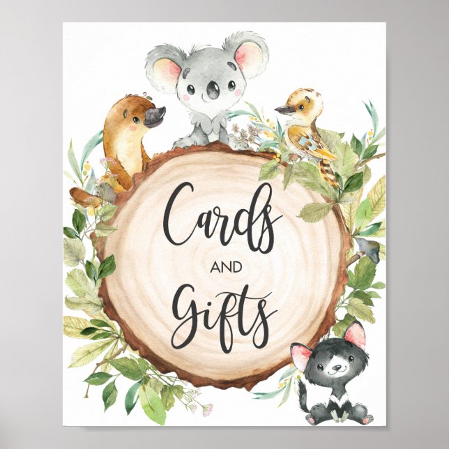 Póster Rótulo de Regalos y Tarjetas de Verdor de Animales (Frente)