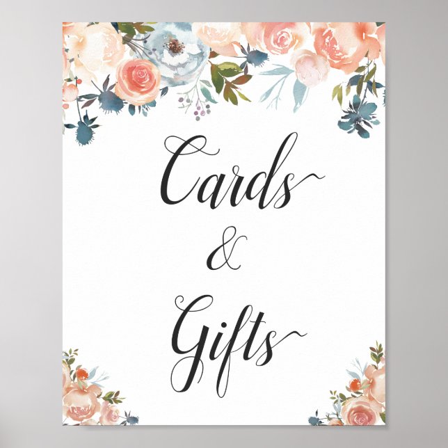 Póster Rótulo de Regalos y Tarjetas Florales de Peach Wat (Frente)