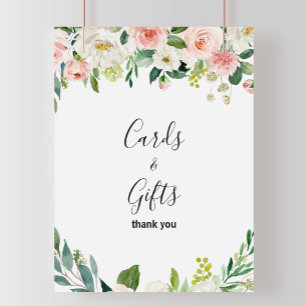 Póster Rótulo de Regalos y Tarjetas Florales Elegantes