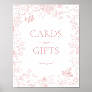 Póster Rótulo de Regalos y Tarjetas Florales Pink Toile D