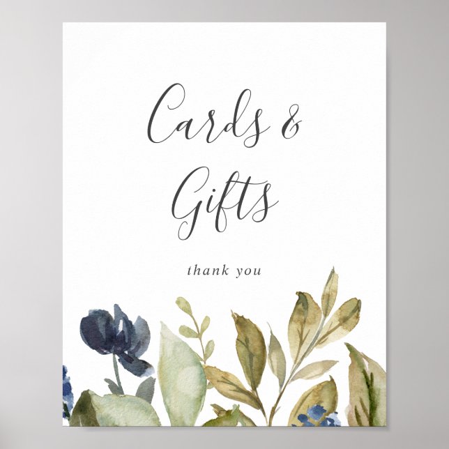 Póster Rótulo de Regalos y Tarjetas Verdes de Otoño (Frente)