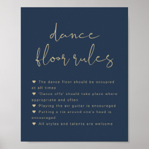 Póster RÓTULO de reglas de baile azul de la marina modern