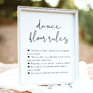 Póster Rótulo de Reglas de Baile Boda Minimalista de ADEL
