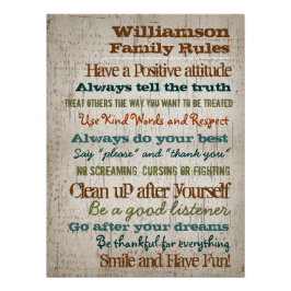 Póster Rótulo de reglas de familia personalizadas