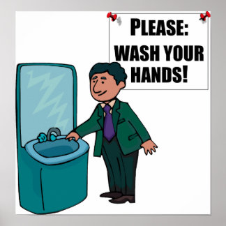 Póster Rótulo De Restauración Por Favor Lavar Las Manos
