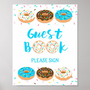 Póster Rótulo de rociado de donut azul del Rótulo de hués