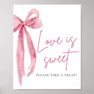 Póster Rótulo de Rubor Pink Bow Love is Sweet Tret Favor