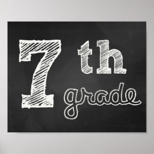 Póster Rótulo de séptimo grado - Chalkboard
