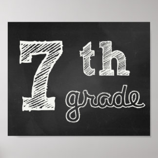 Póster Rótulo de séptimo grado - Chalkboard