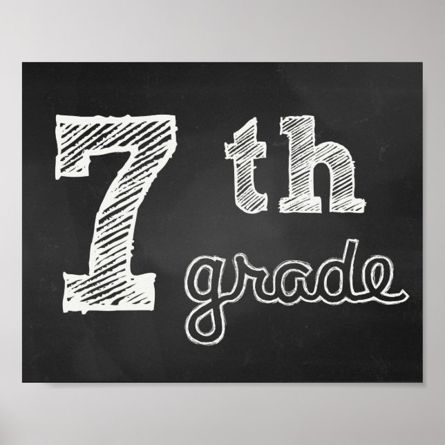 Póster Rótulo de séptimo grado - Chalkboard (Frente)