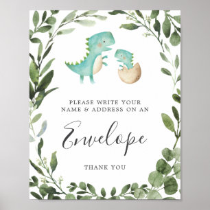Póster Rótulo de sobres de direcciones Baby Shower de Din