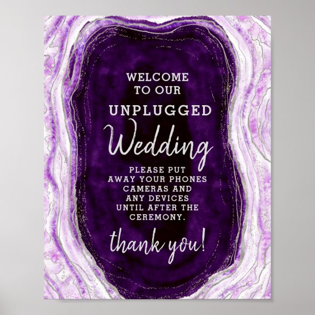 Póster Rótulo de tabla Boda Amethyst Purple Unplugged (Frente)