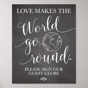 Póster Rótulo de tabla de Boda de globo de invitado