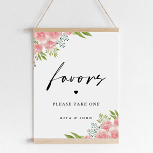 Póster Rótulo de tabla de Bodas de Boho Carnation Favor