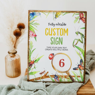 Póster Rótulo de tabla de fiesta de cumpleaños de insecto