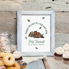 Póster Rótulo de tabla de postres Baby Shower Woodland St