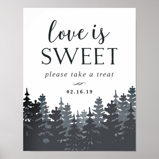Póster Rótulo de tabla de postres Boda de los bosques de  (Frente)