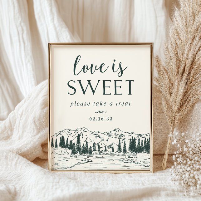 Póster Rótulo de tabla de postres Boda de Mountain Sketch (Subido por el creador)