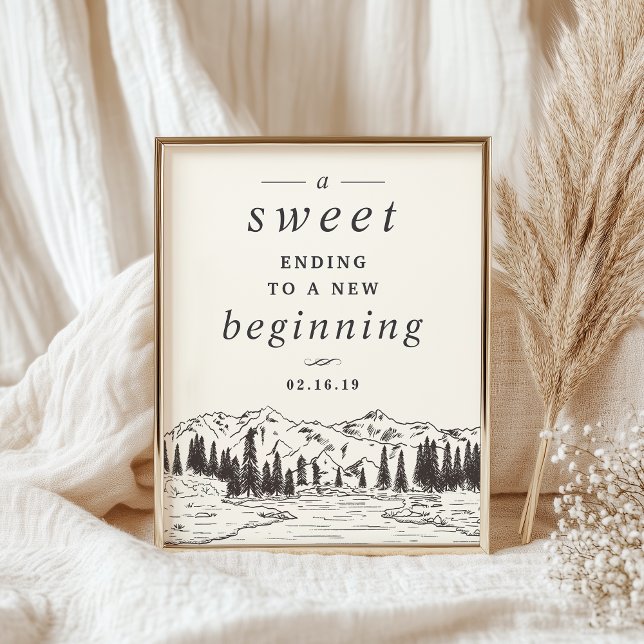 Póster Rótulo de tabla de postres Boda de Mountain Sketch (Subido por el creador)
