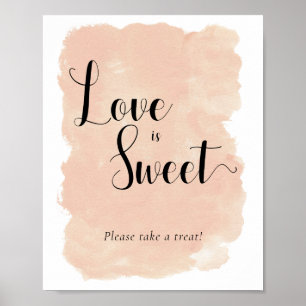 Póster Rótulo de tabla de postres de Boda de color rosa d