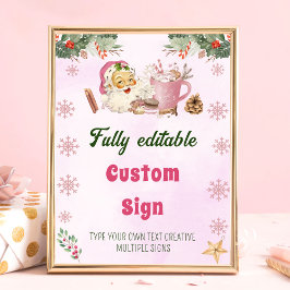 Póster Rótulo de tabla Fiesta de Navidades de Santa Cooki