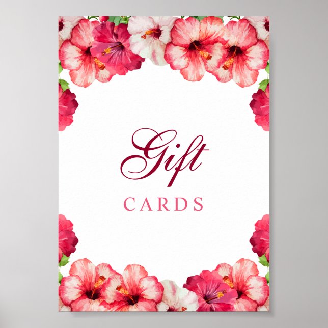 Póster Rótulo de tarjeta de regalo floral tropical (Frente)