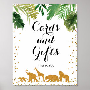 Póster Rótulo de tarjetas acuarelas y regalos para animal