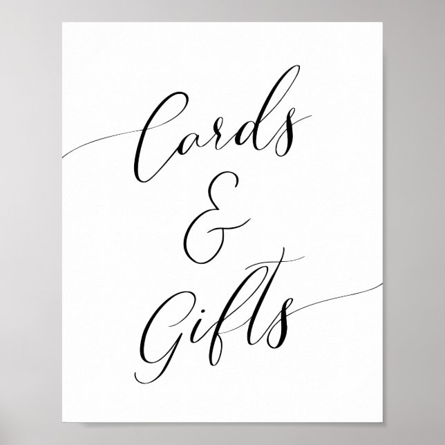 Póster Rótulo de tarjetas Baby Shower caligráficas y rega (Frente)