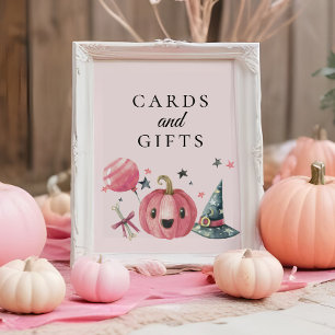 Póster Rótulo de tarjetas Baby Shower y regalos de Hallow