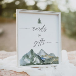 Póster Rótulo de tarjetas Baby Shower y regalos de Mounta